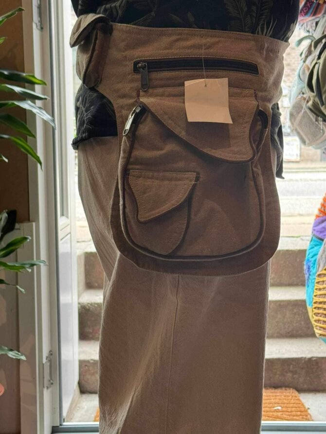 Earthy Brown Canvas Crossbody Sling Bag